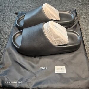 YZY YS-01 Black Slides Foam Sandals Mens Size 10 Comfort Slip On Shoes YS01 NEW